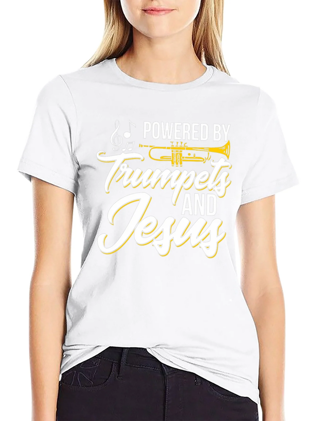 Powered by Trumpets & Jesus Black T-Shirt