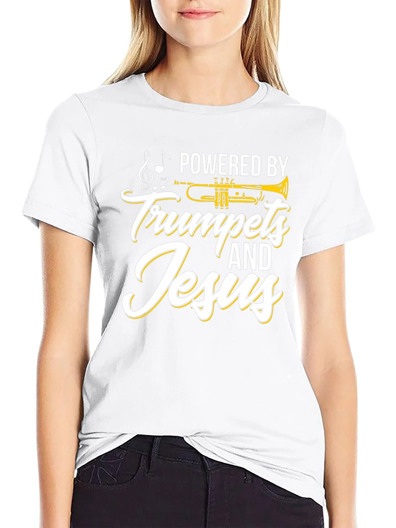 Powered by Trumpets & Jesus Black T-Shirt