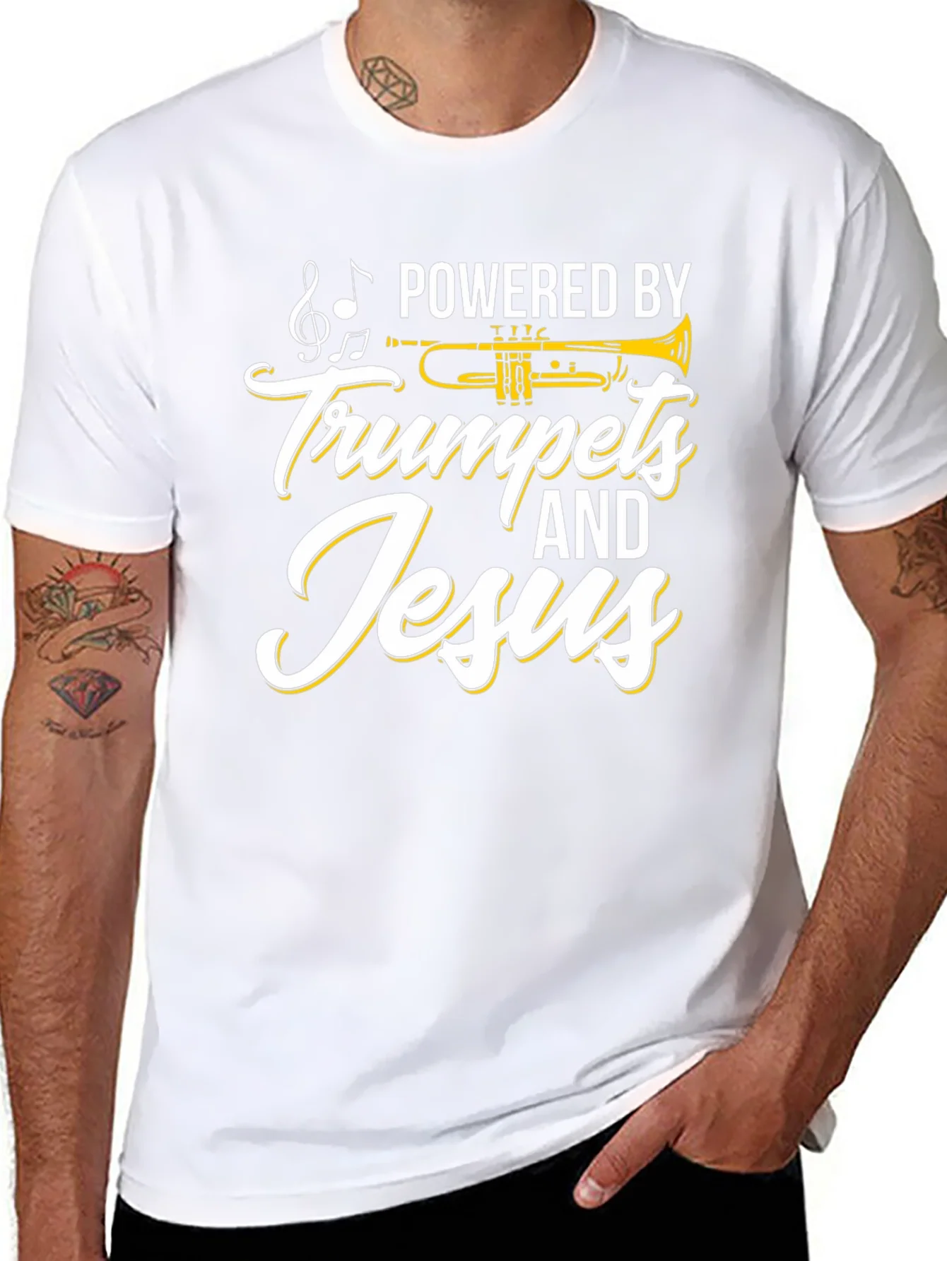 Powered by Trumpets & Jesus Black T-Shirt
