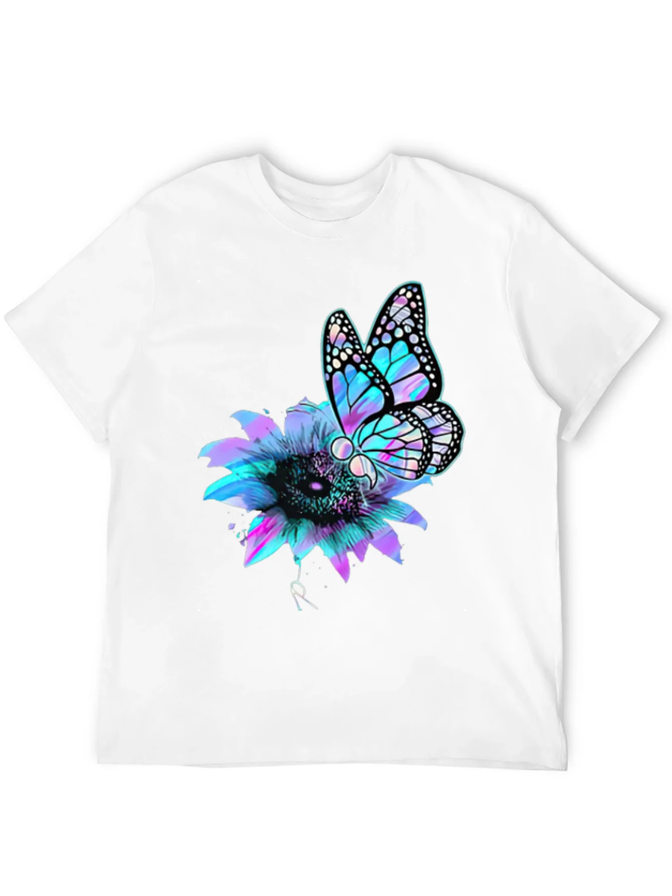 Butterfly Sunflower Graphic Tee - Mens Black T-Shirt