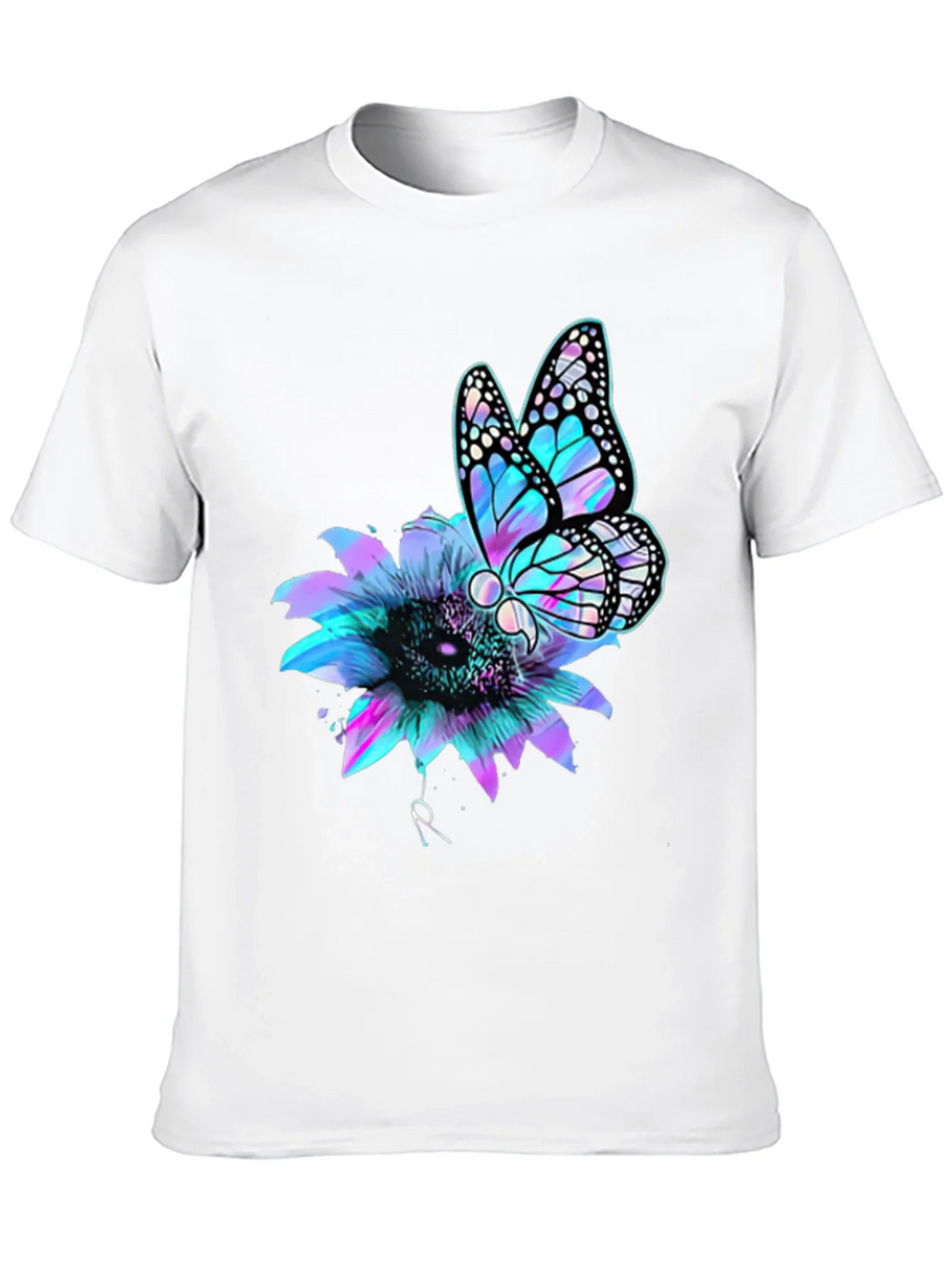 Butterfly Sunflower Graphic Tee - Mens Black T-Shirt