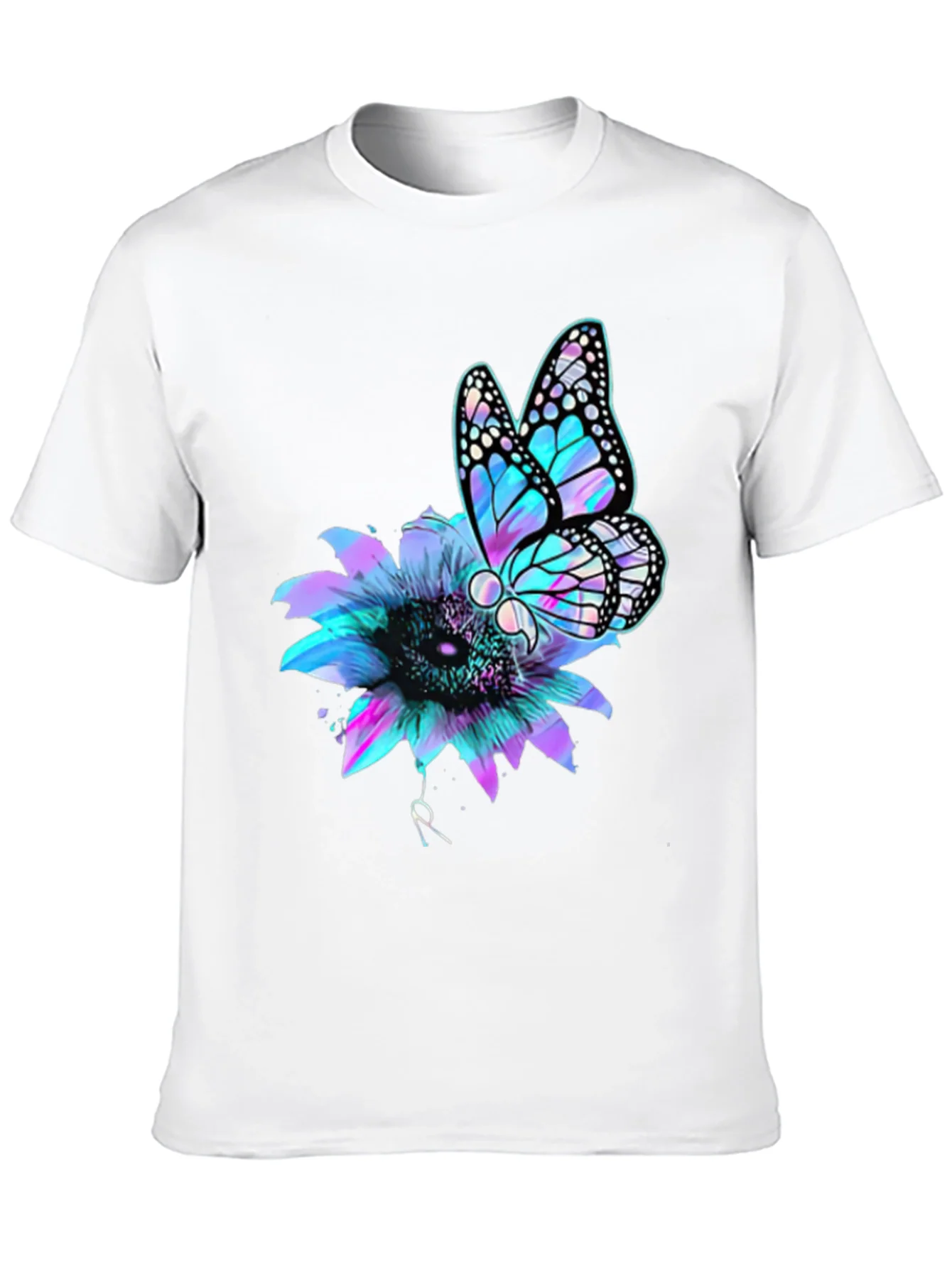 Butterfly Sunflower Graphic Tee - Mens Black T-Shirt