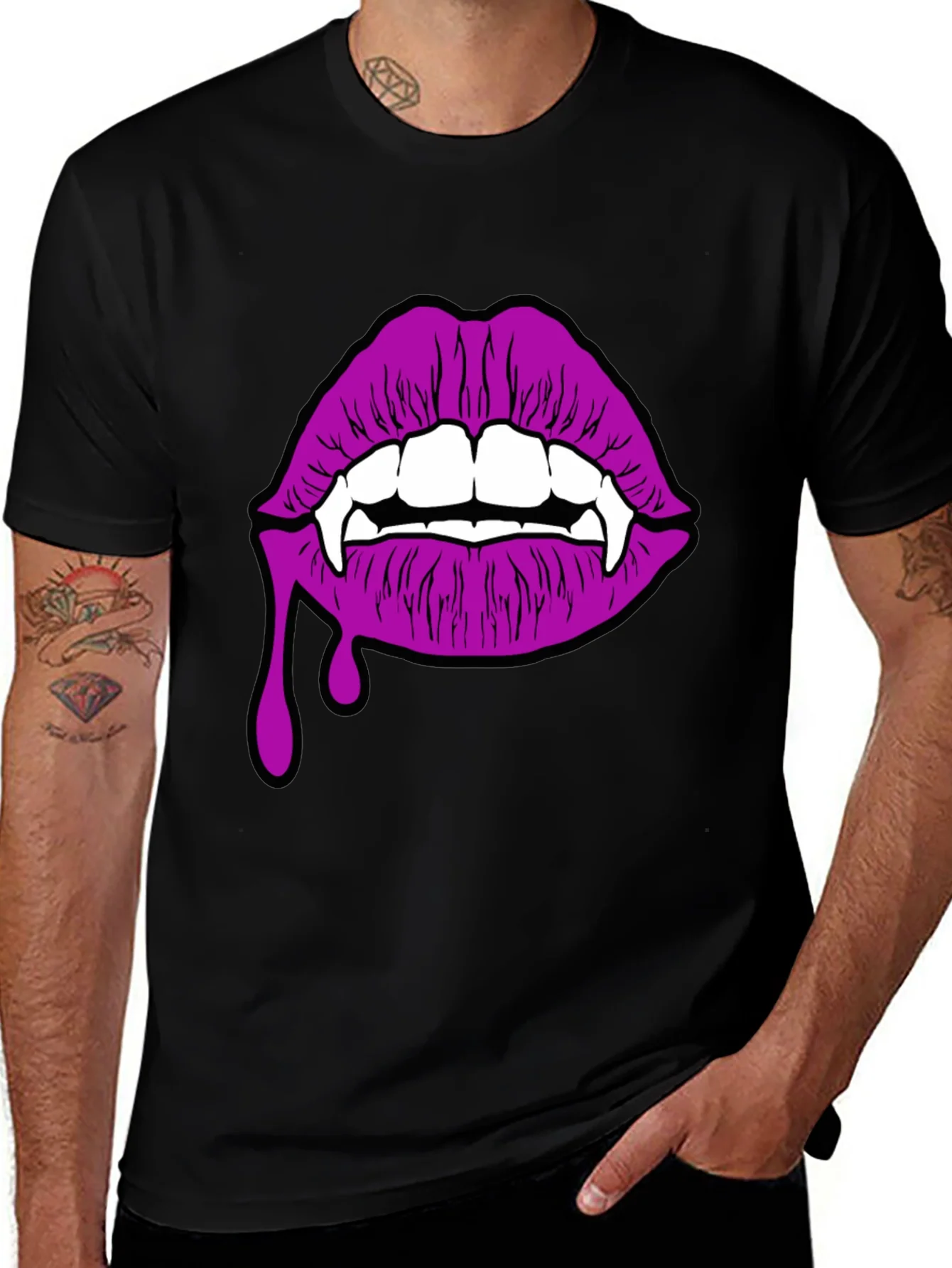 Vampire Lips T-Shirt - Black Graphic Tee