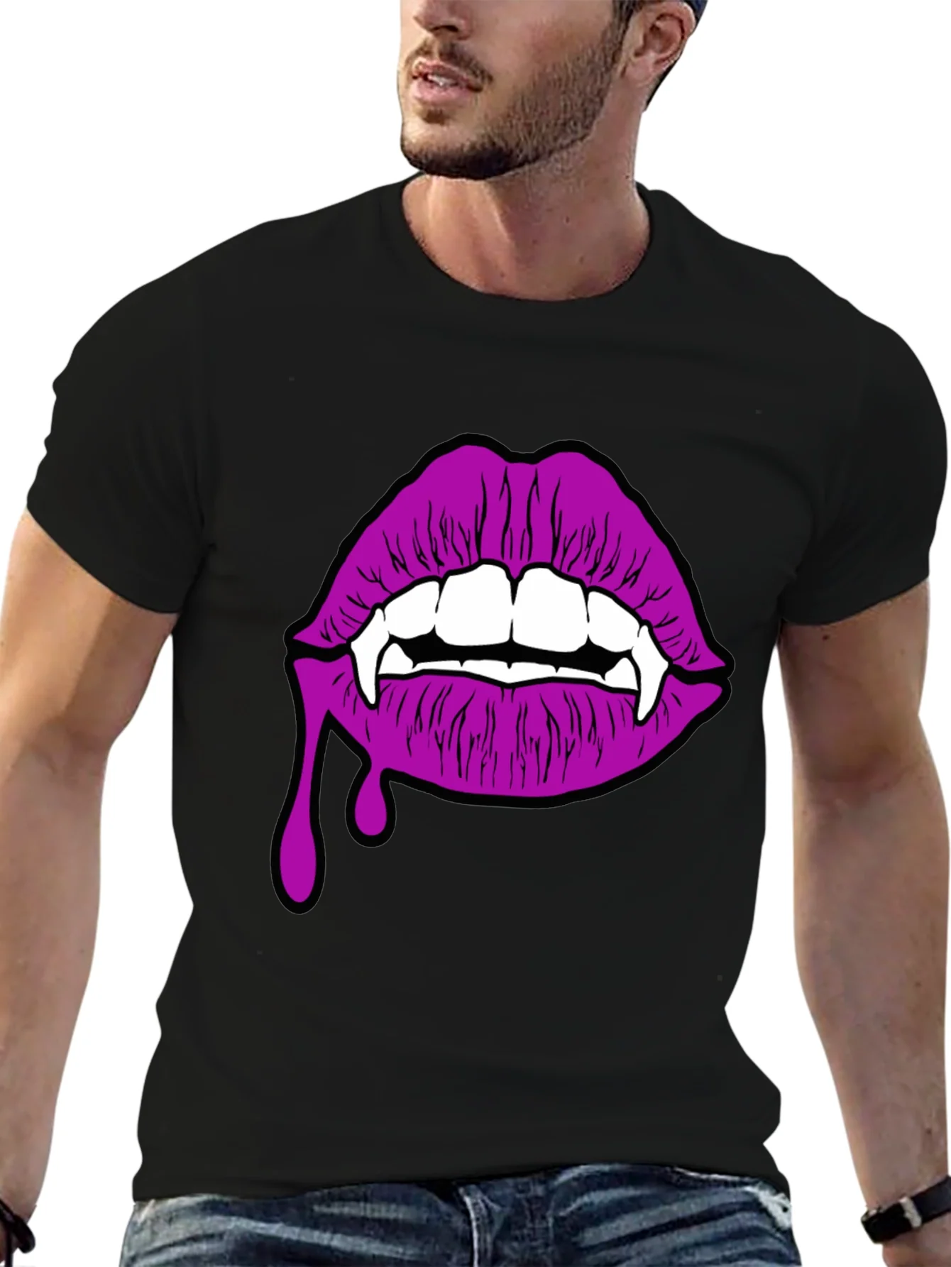 Vampire Lips T-Shirt - Black Graphic Tee