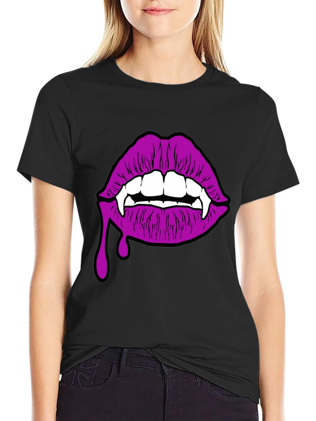 Vampire Lips T-Shirt - Black Graphic Tee