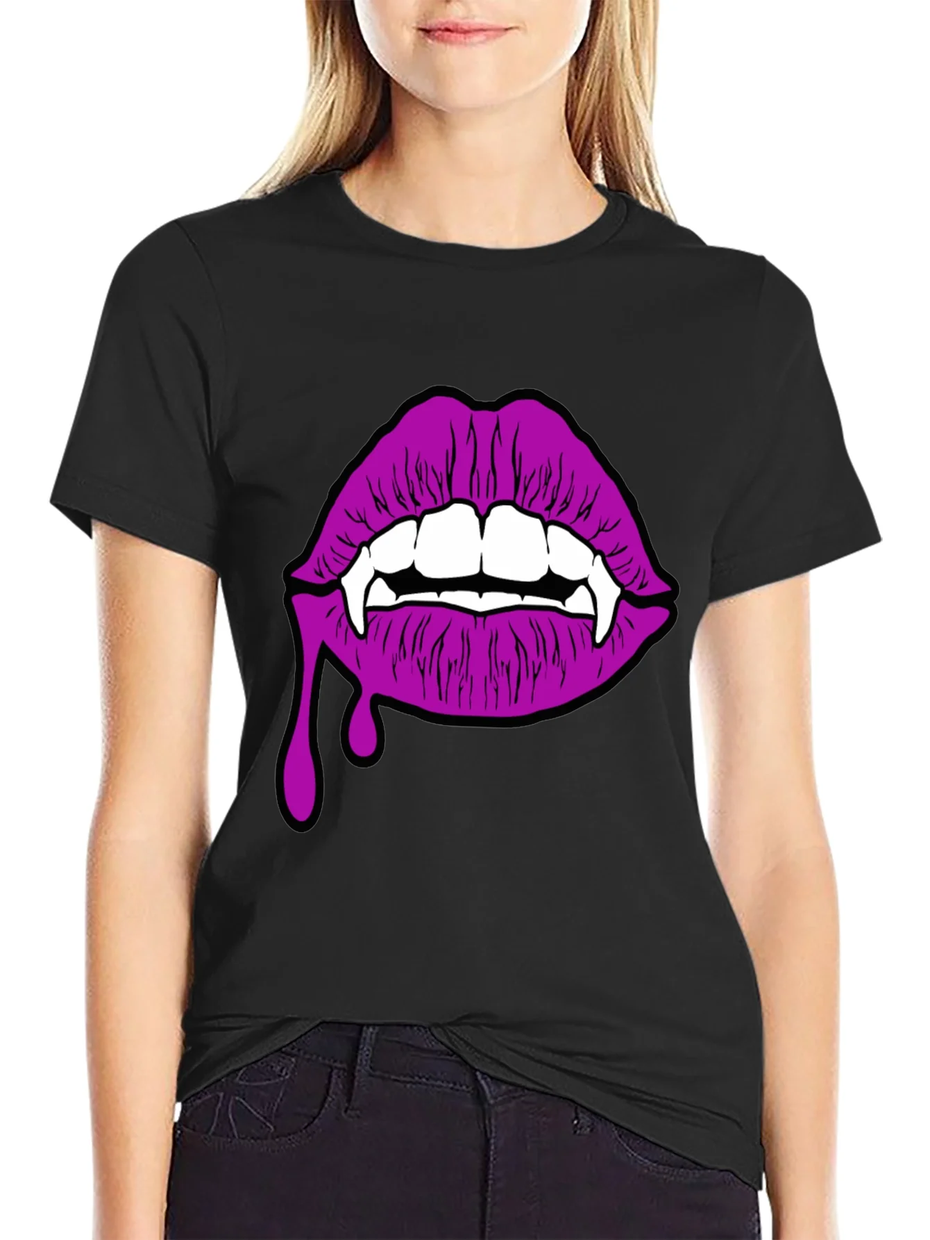 Vampire Lips T-Shirt - Black Graphic Tee