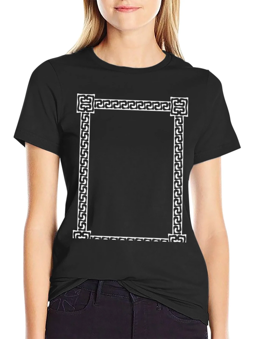 Greek Key Border Black T-Shirt