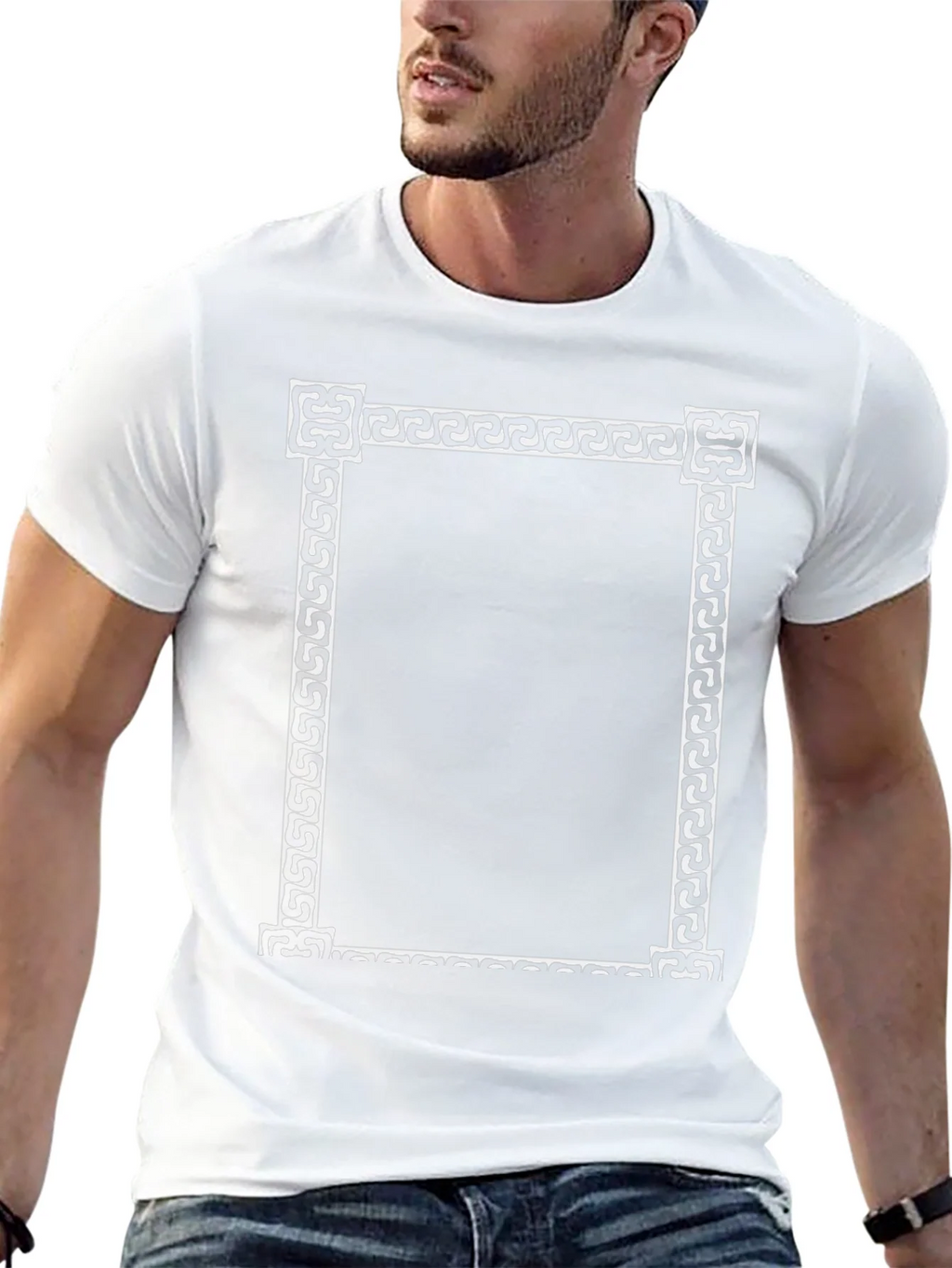Greek Key Border Black T-Shirt