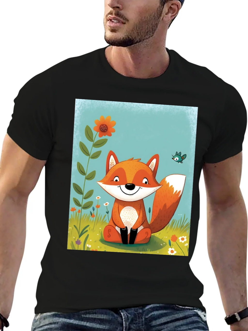 Fox Graphic Tee - Whimsical Cartoon Style