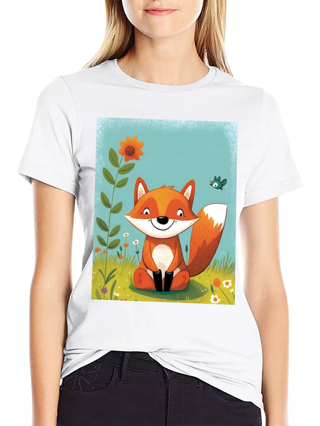 Fox Graphic Tee - Whimsical Cartoon Style