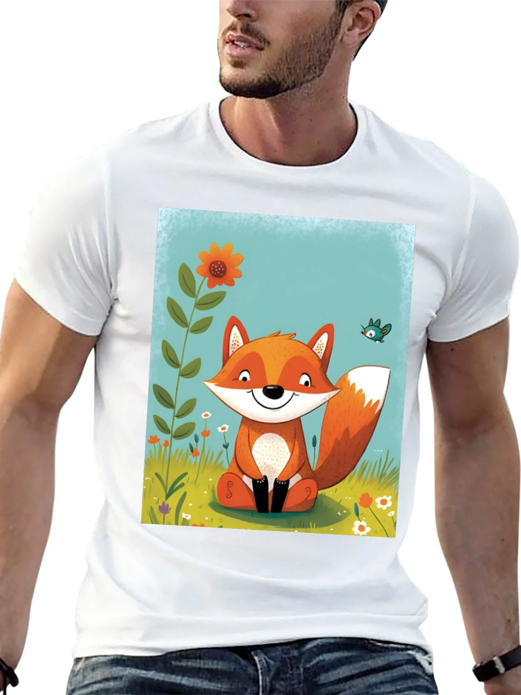 Fox Graphic Tee - Whimsical Cartoon Style