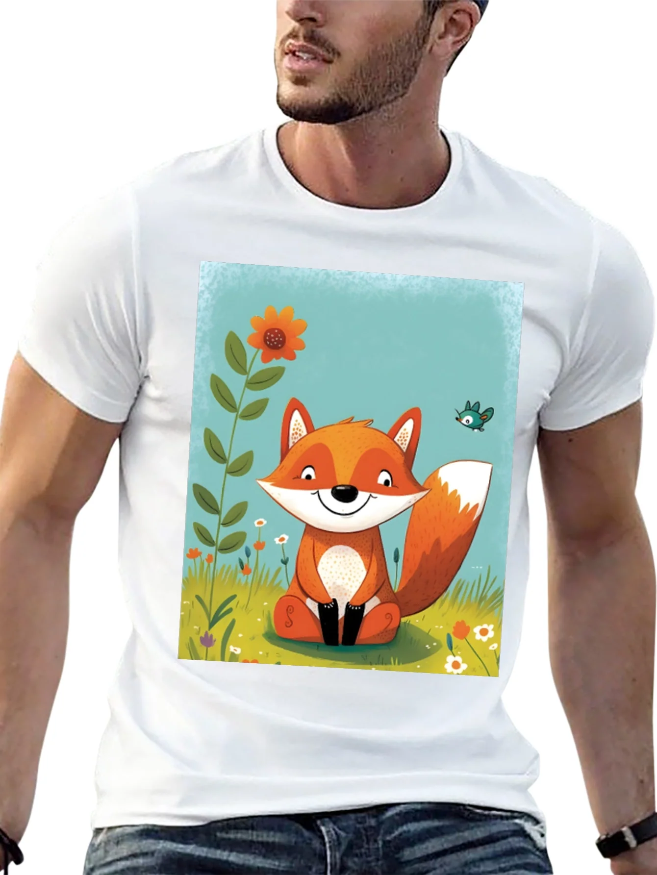 Fox Graphic Tee - Whimsical Cartoon Style
