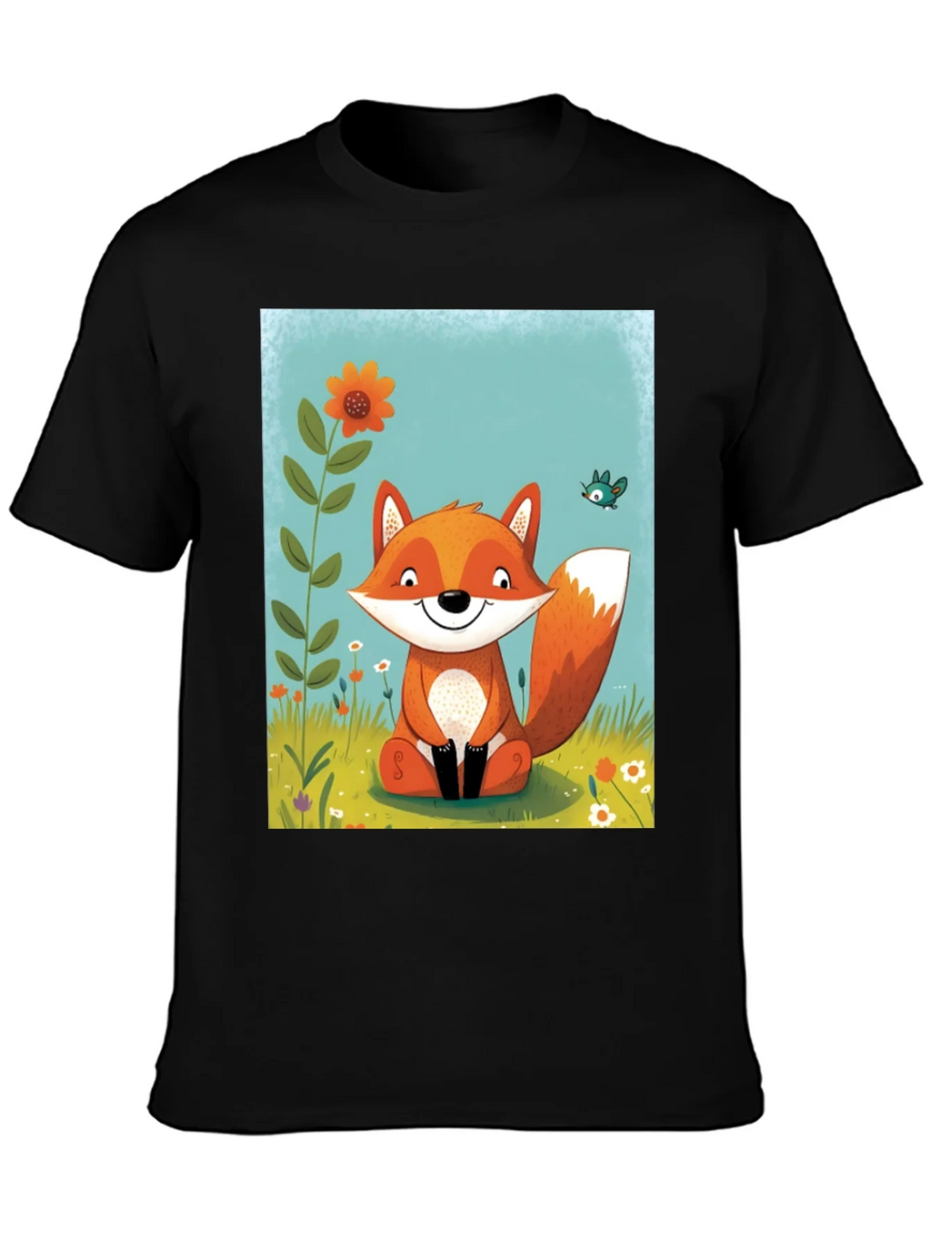 Fox Graphic Tee - Whimsical Cartoon Style