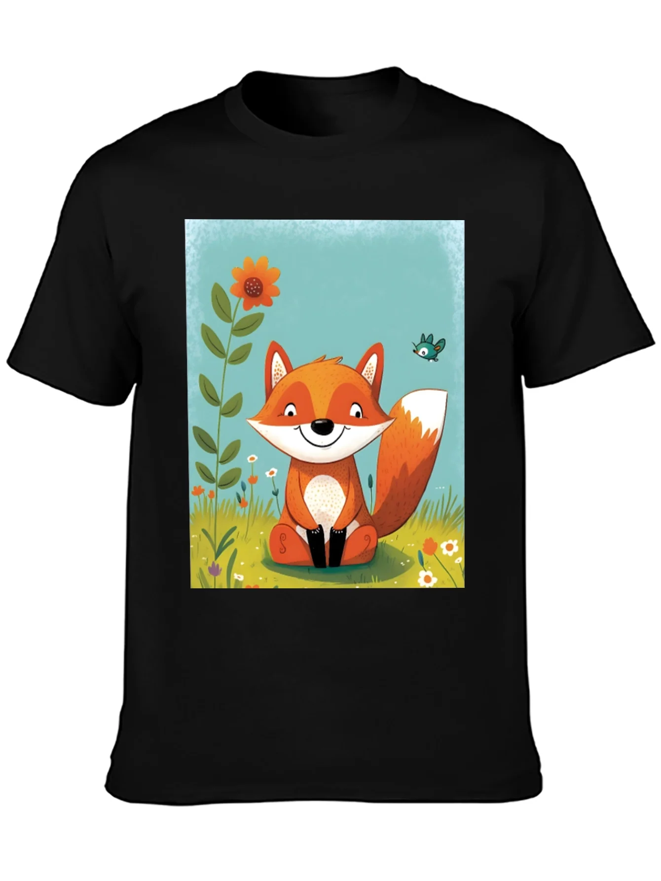 Fox Graphic Tee - Whimsical Cartoon Style