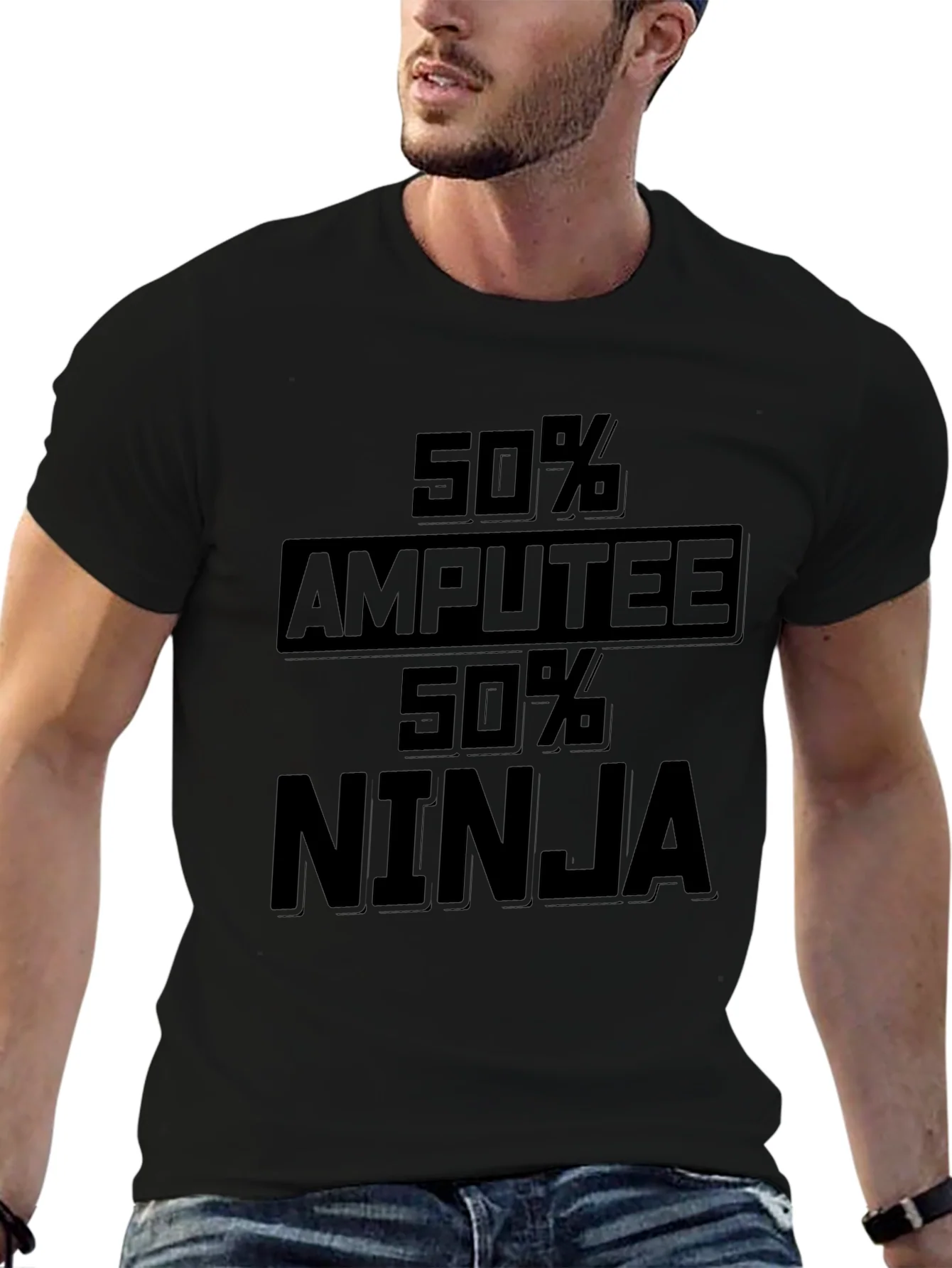 50% Amputee 50% Ninja Black Graphic Tee