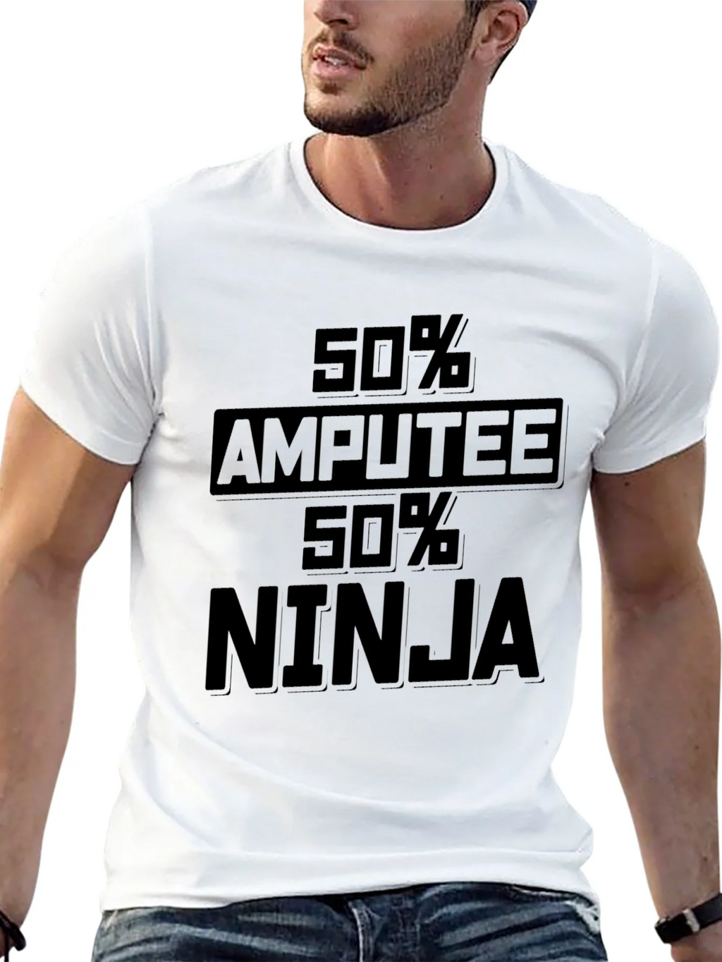 50% Amputee 50% Ninja Black Graphic Tee