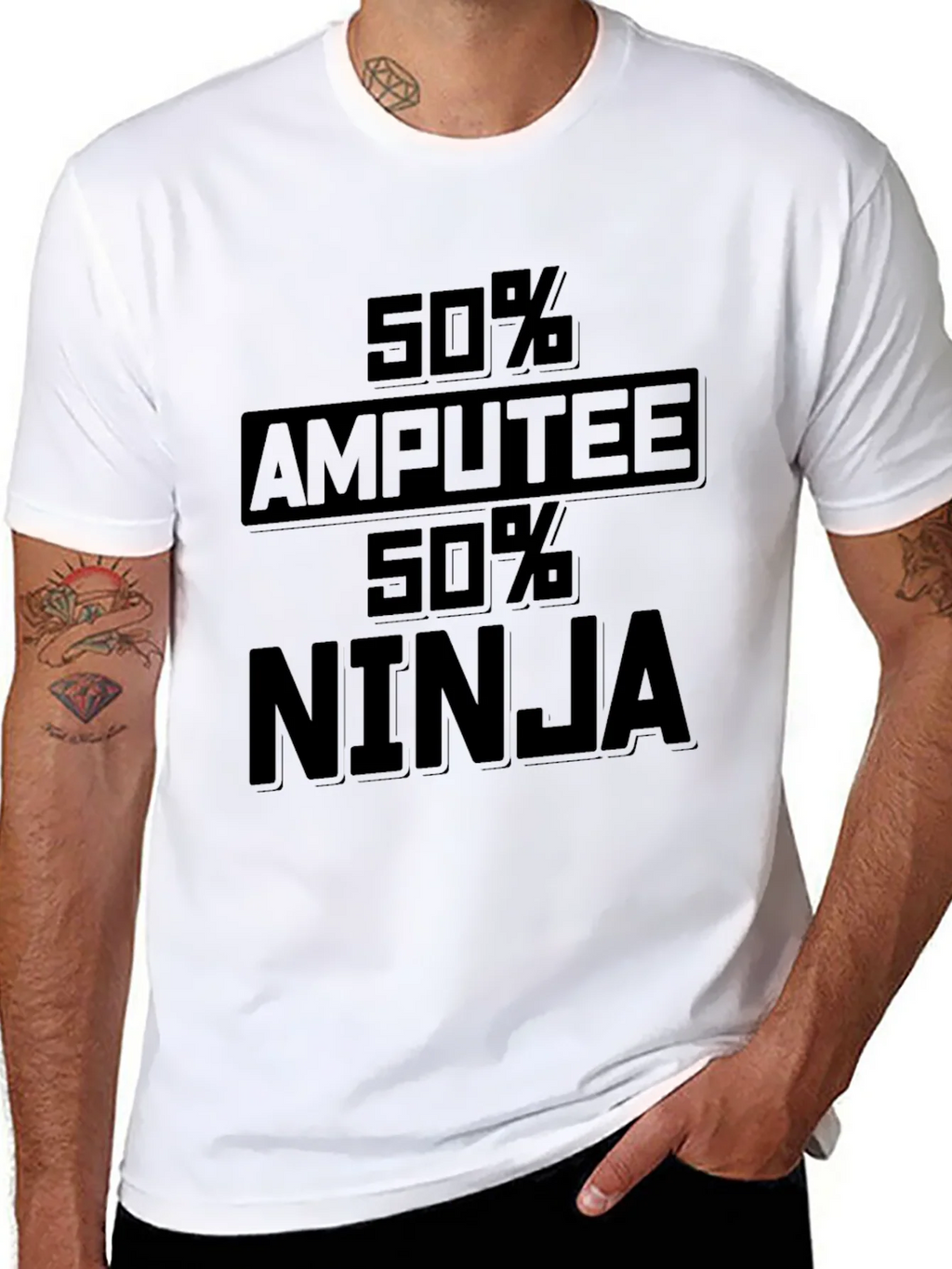 50% Amputee 50% Ninja Black Graphic Tee