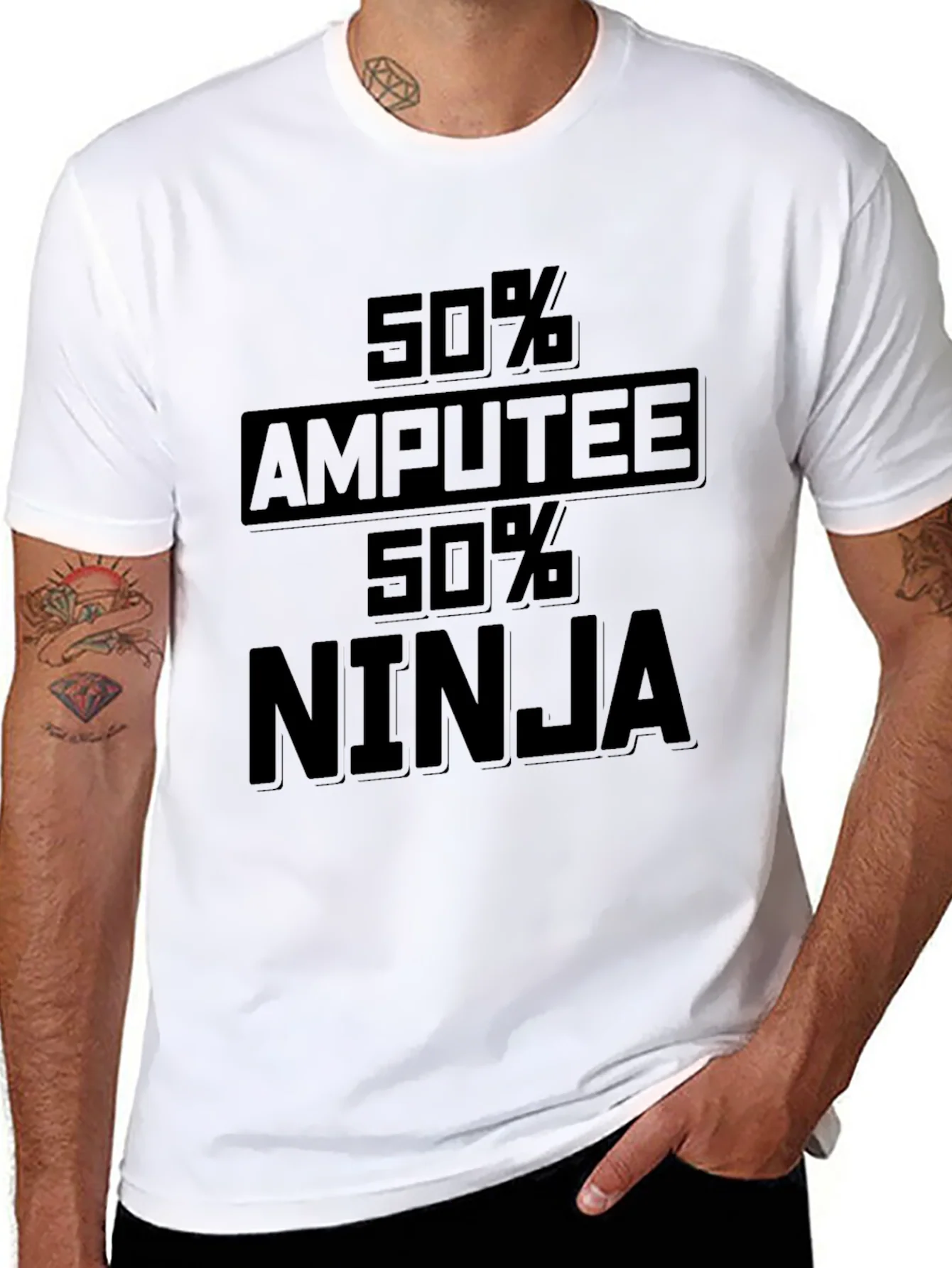 50% Amputee 50% Ninja Black Graphic Tee