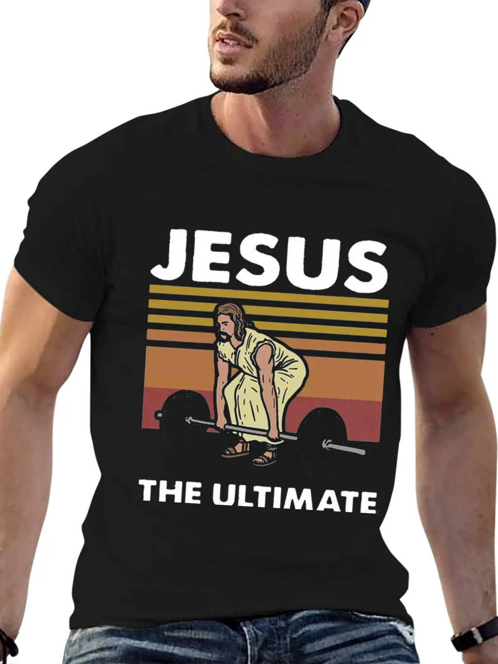 Jesus The Ultimate Weightlifter Graphic Tee