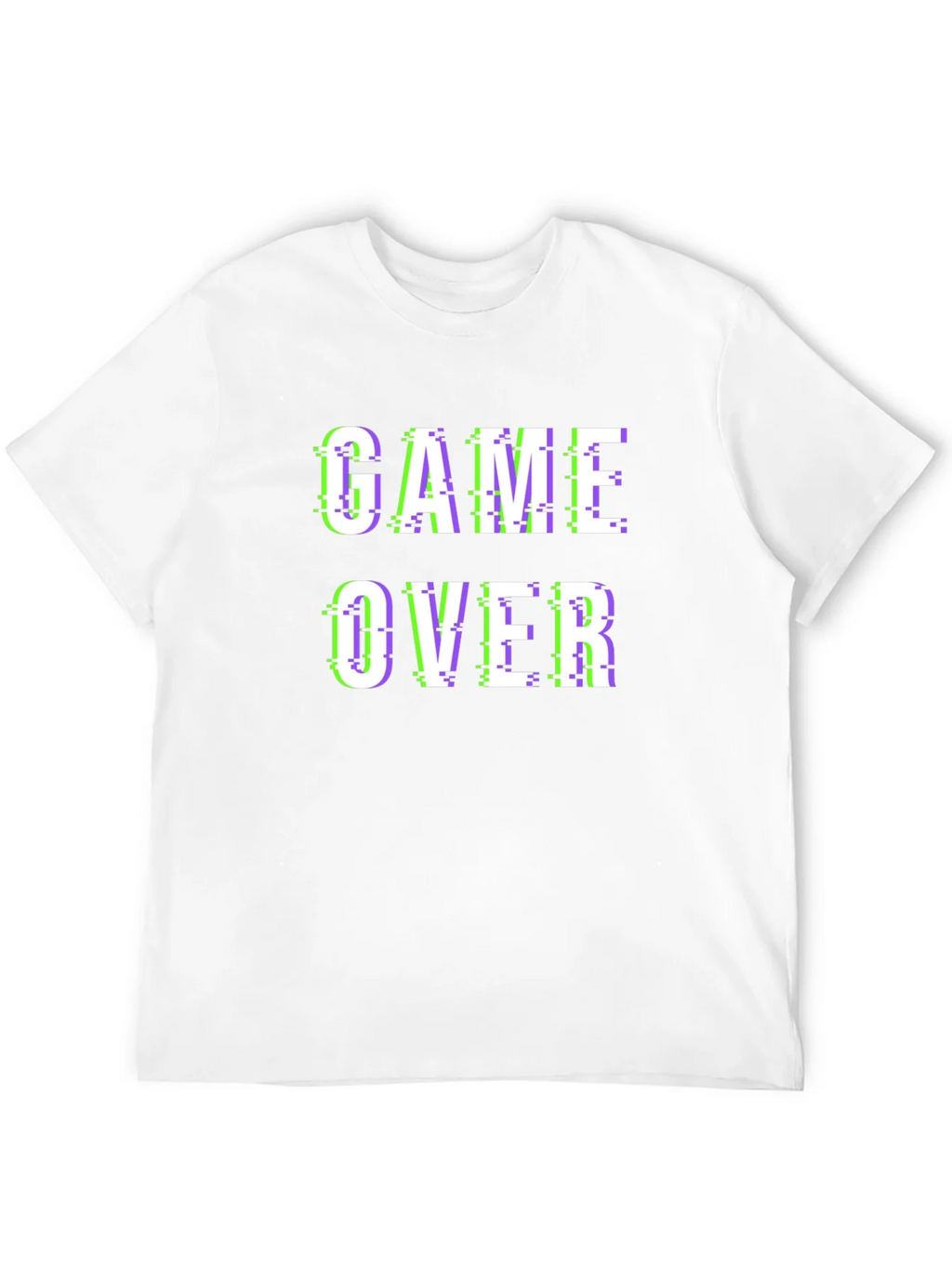 Game Over Glitch Style Black T-Shirt