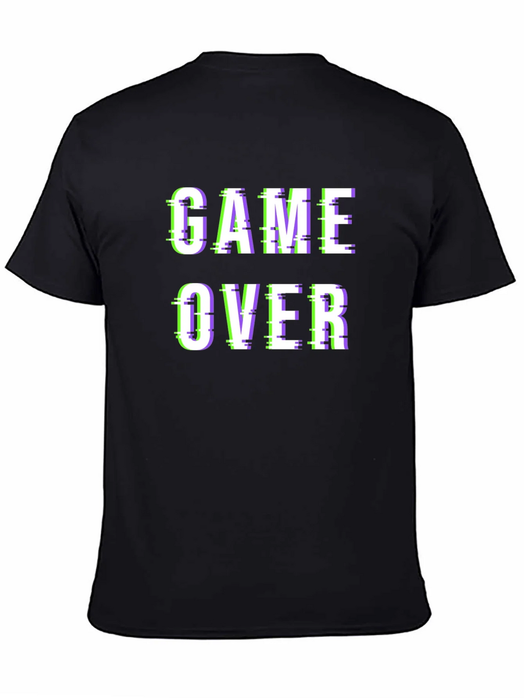 Game Over Glitch Style Black T-Shirt