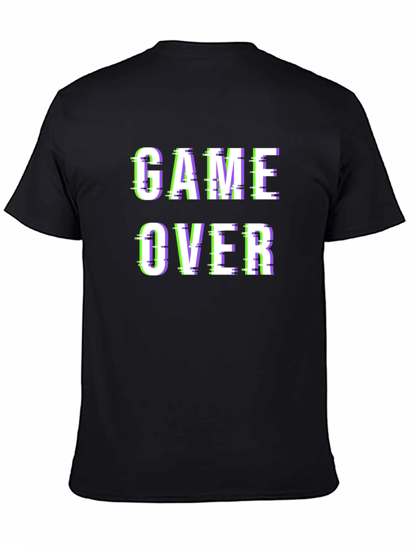 Game Over Glitch Style Black T-Shirt