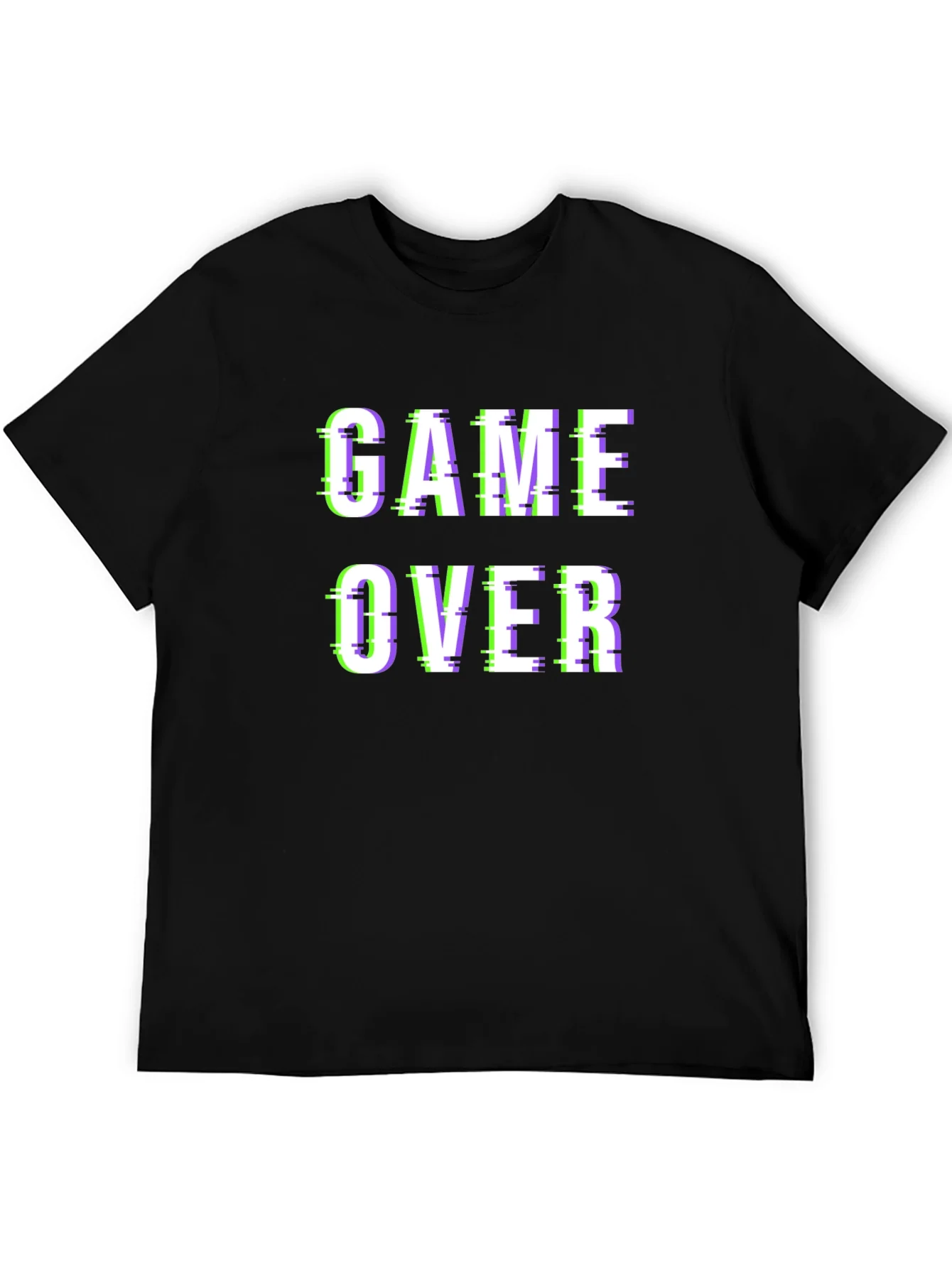 Game Over Glitch Style Black T-Shirt
