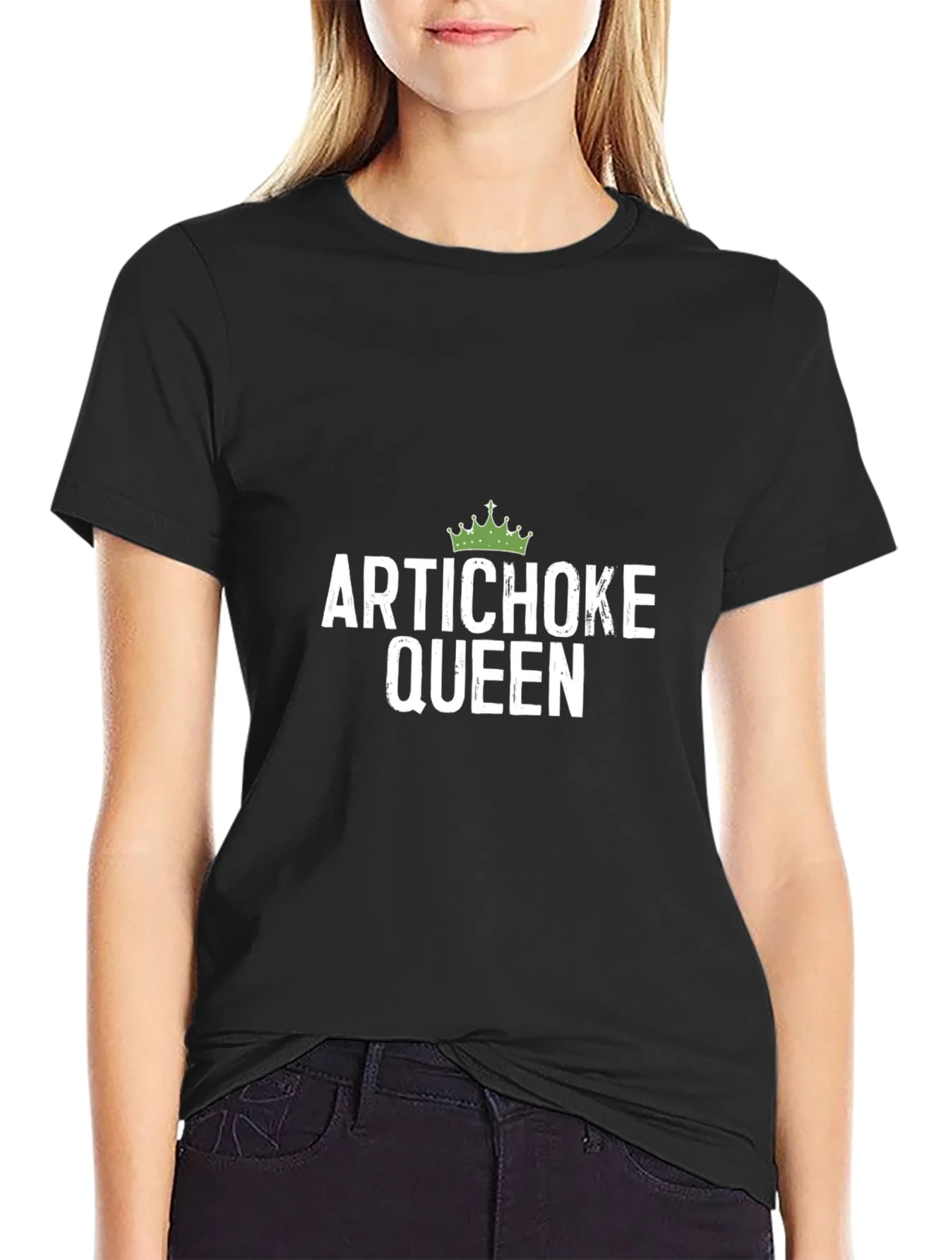 Artichoke Queen Graphic Tee - Black Cotton T-Shirt