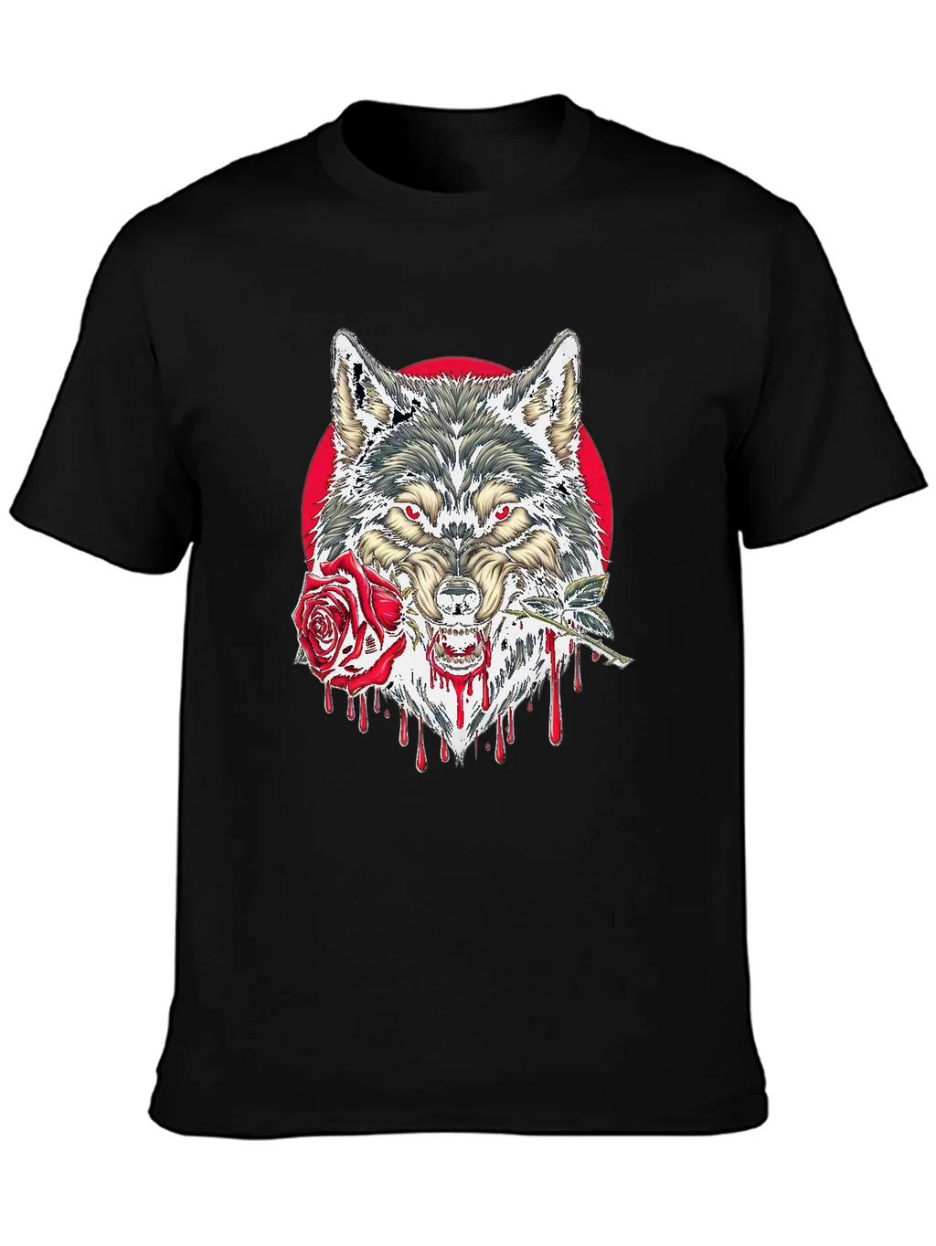 Wolf and Rose Graphic Tee - Mens Black T-Shirt