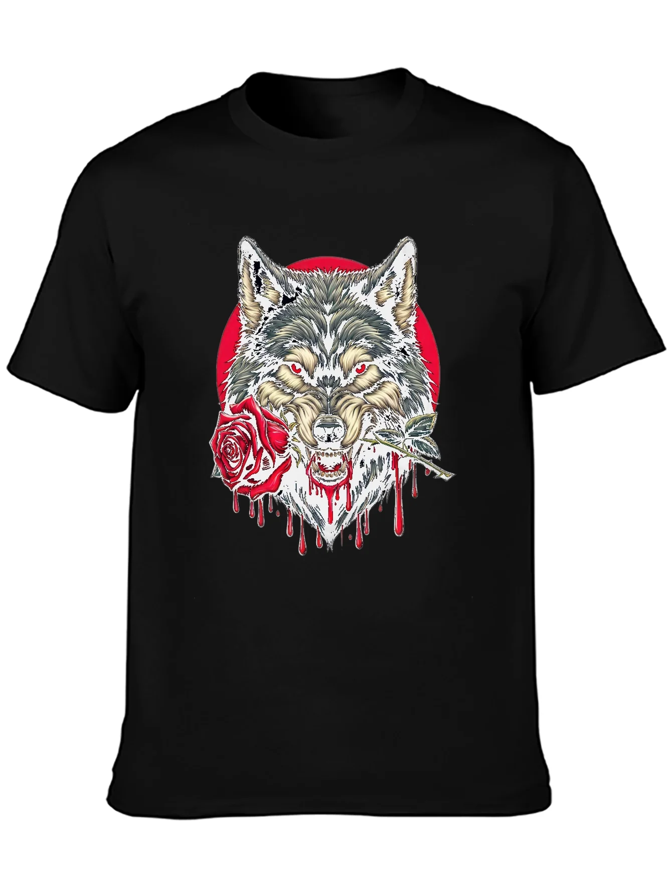 Wolf and Rose Graphic Tee - Mens Black T-Shirt