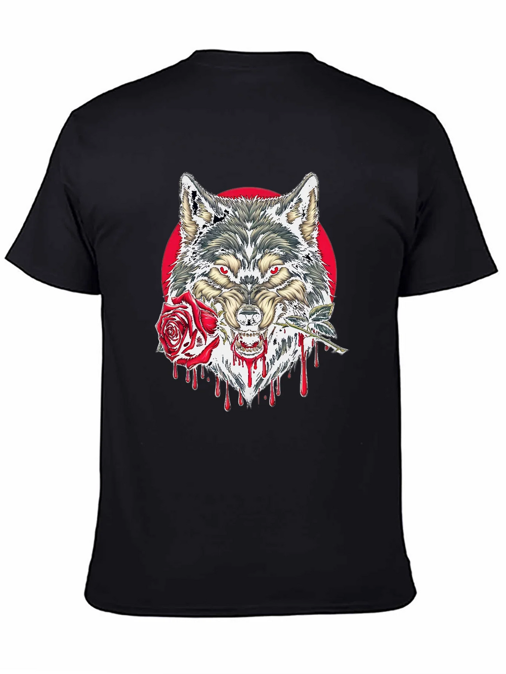 Wolf and Rose Graphic Tee - Mens Black T-Shirt