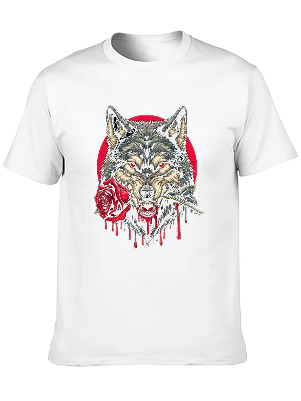 Wolf and Rose Graphic Tee - Mens Black T-Shirt