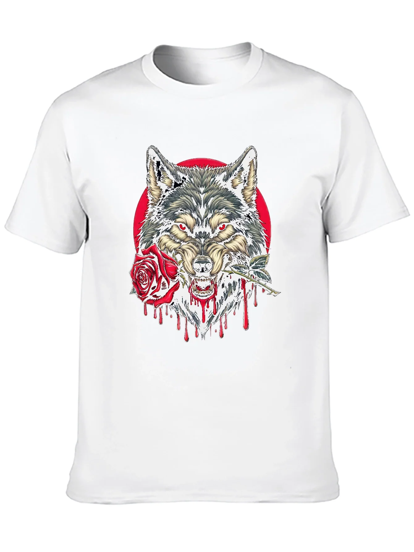Wolf and Rose Graphic Tee - Mens Black T-Shirt