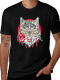 Wolf and Rose Graphic Tee - Mens Black T-Shirt