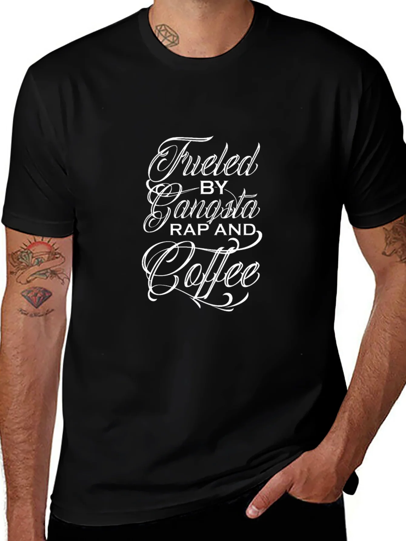 Fueled by Gangsta Rap & Coffee Black T-Shirt