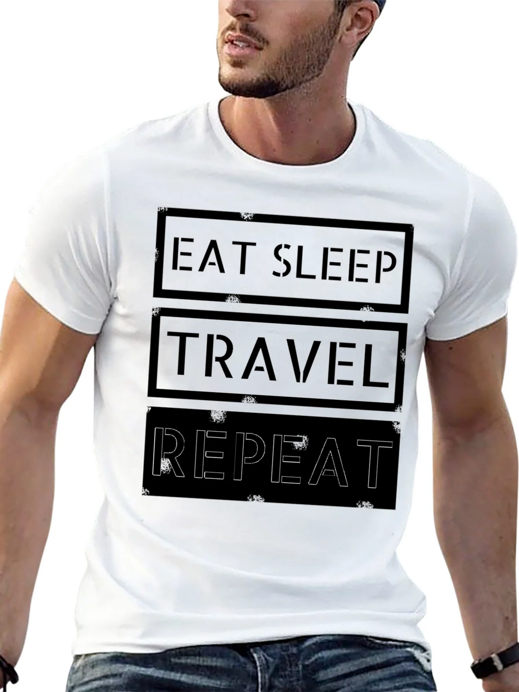 Eat Sleep Travel Repeat Graphic Tee