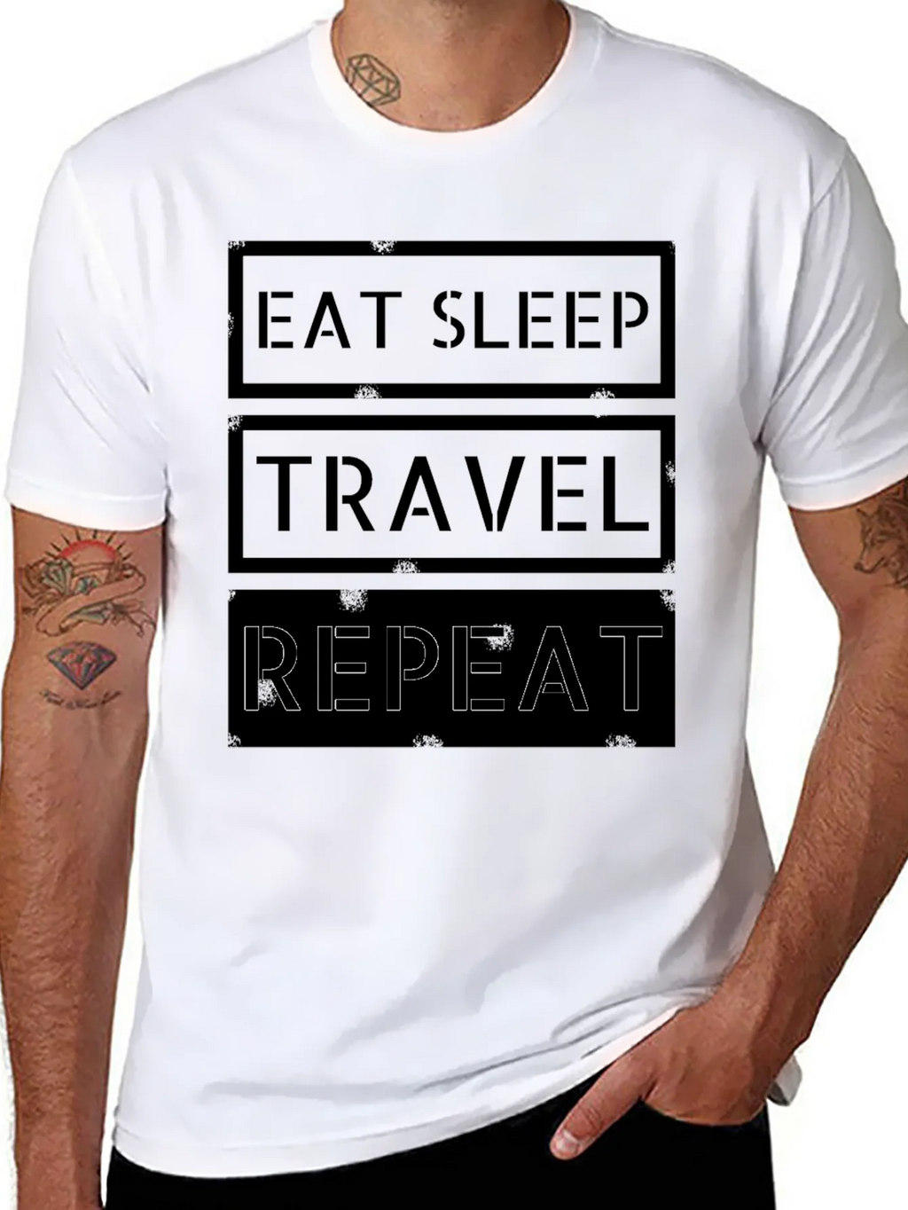 Eat Sleep Travel Repeat Graphic Tee