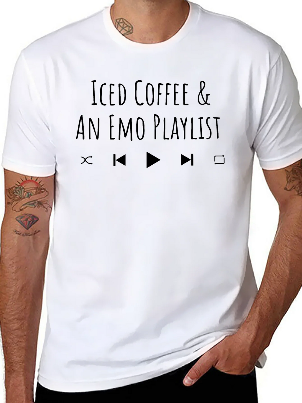 Iced Coffee & Emo Playlist Black T-Shirt