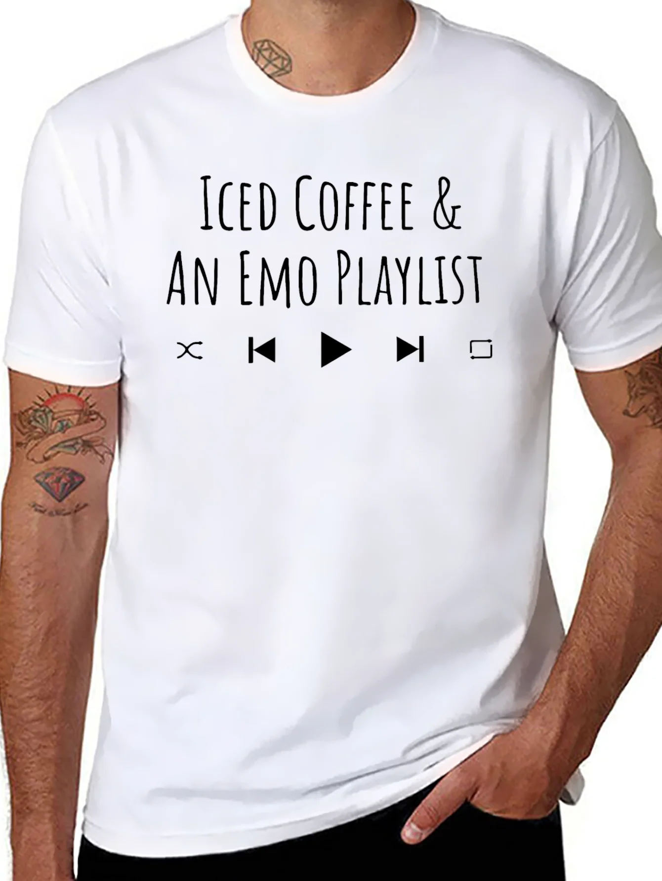 Iced Coffee & Emo Playlist Black T-Shirt