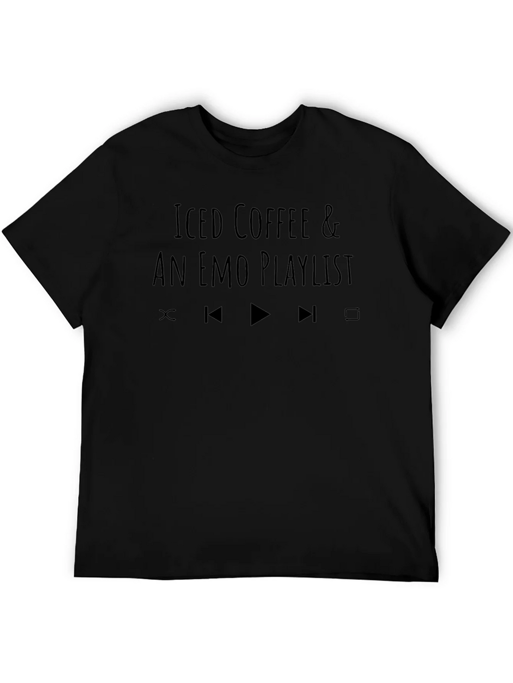 Iced Coffee & Emo Playlist Black T-Shirt