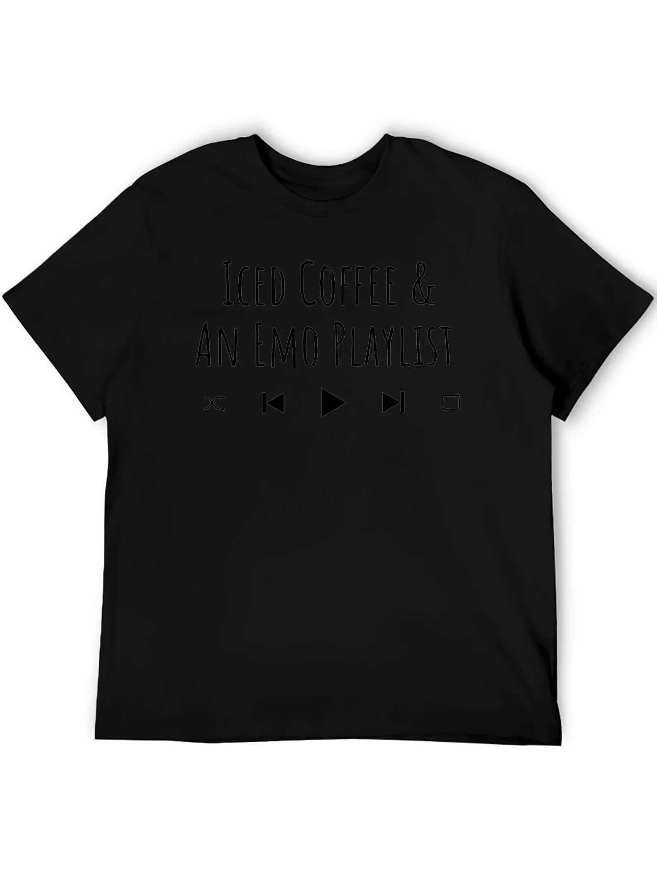 Iced Coffee & Emo Playlist Black T-Shirt