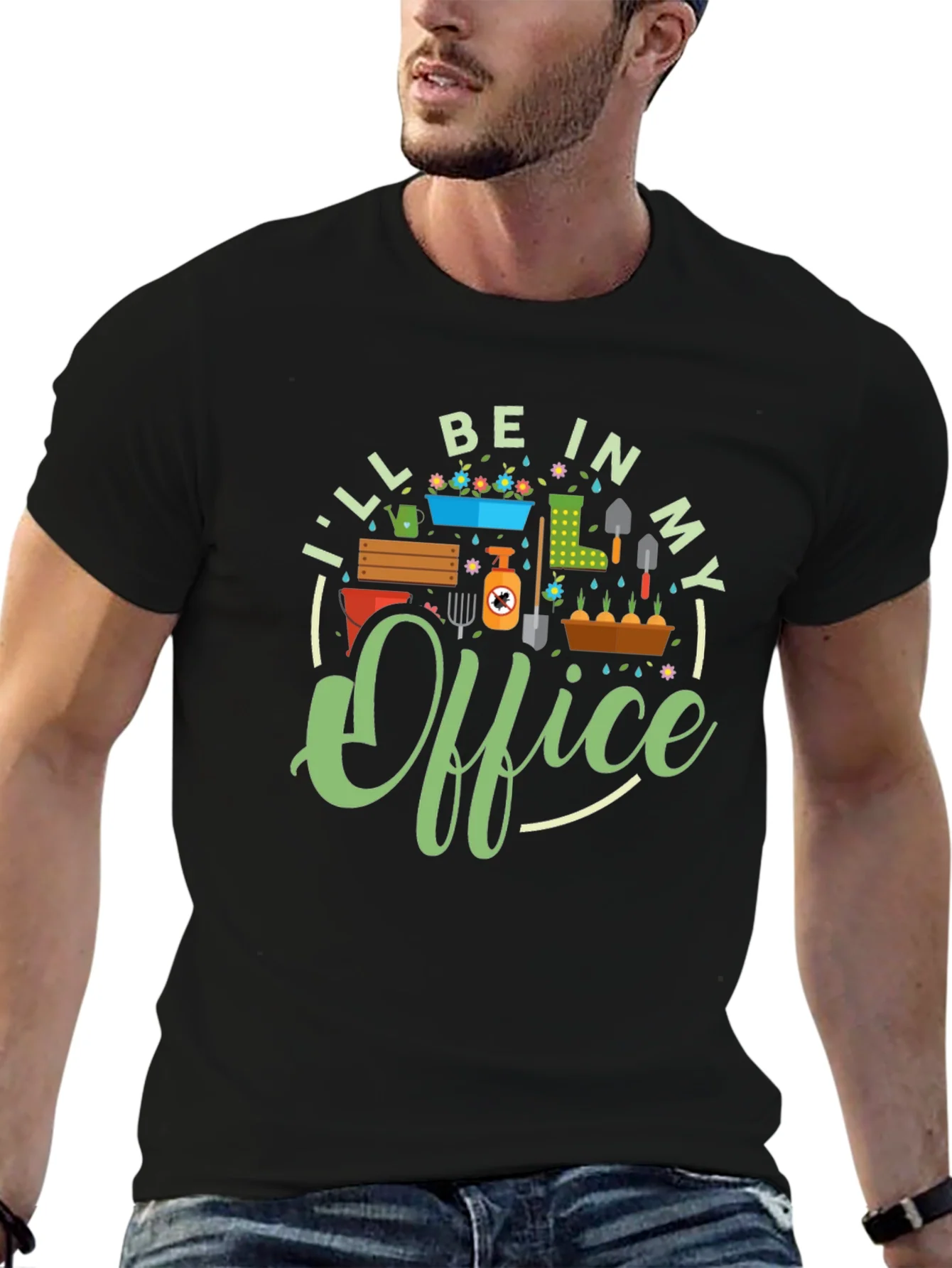 Gardeners In My Office Black T-Shirt
