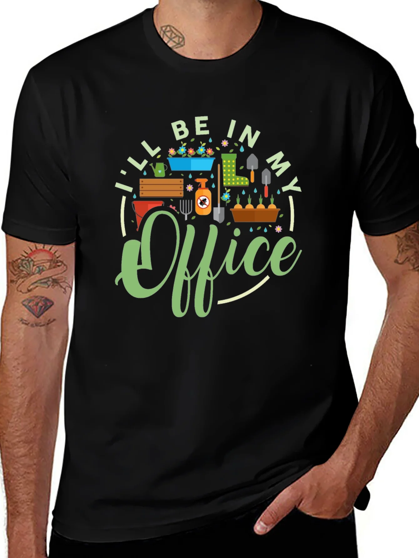 Gardeners In My Office Black T-Shirt