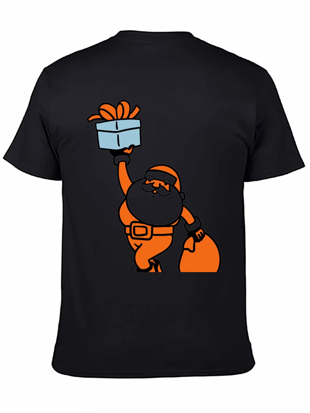 Santa Gift T-Shirt Black Cotton Holiday
