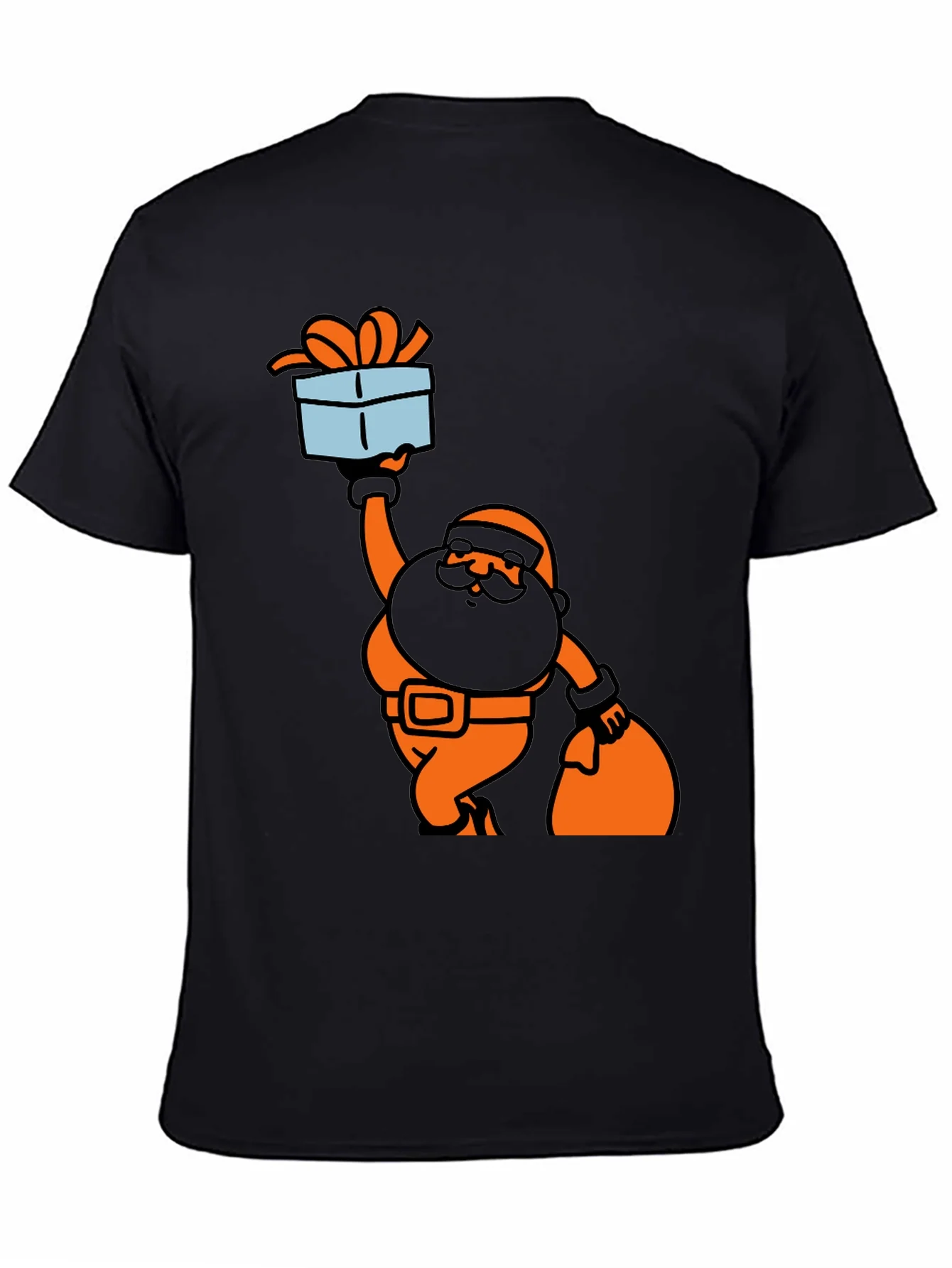 Santa Gift T-Shirt Black Cotton Holiday
