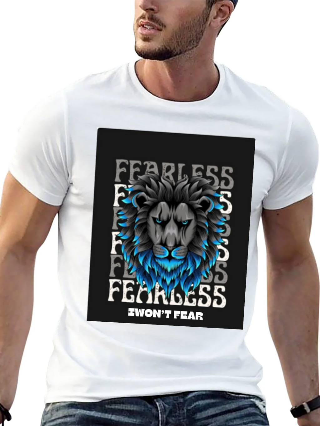 Fearless Lion Graphic Black T-Shirt - I Wont Fear