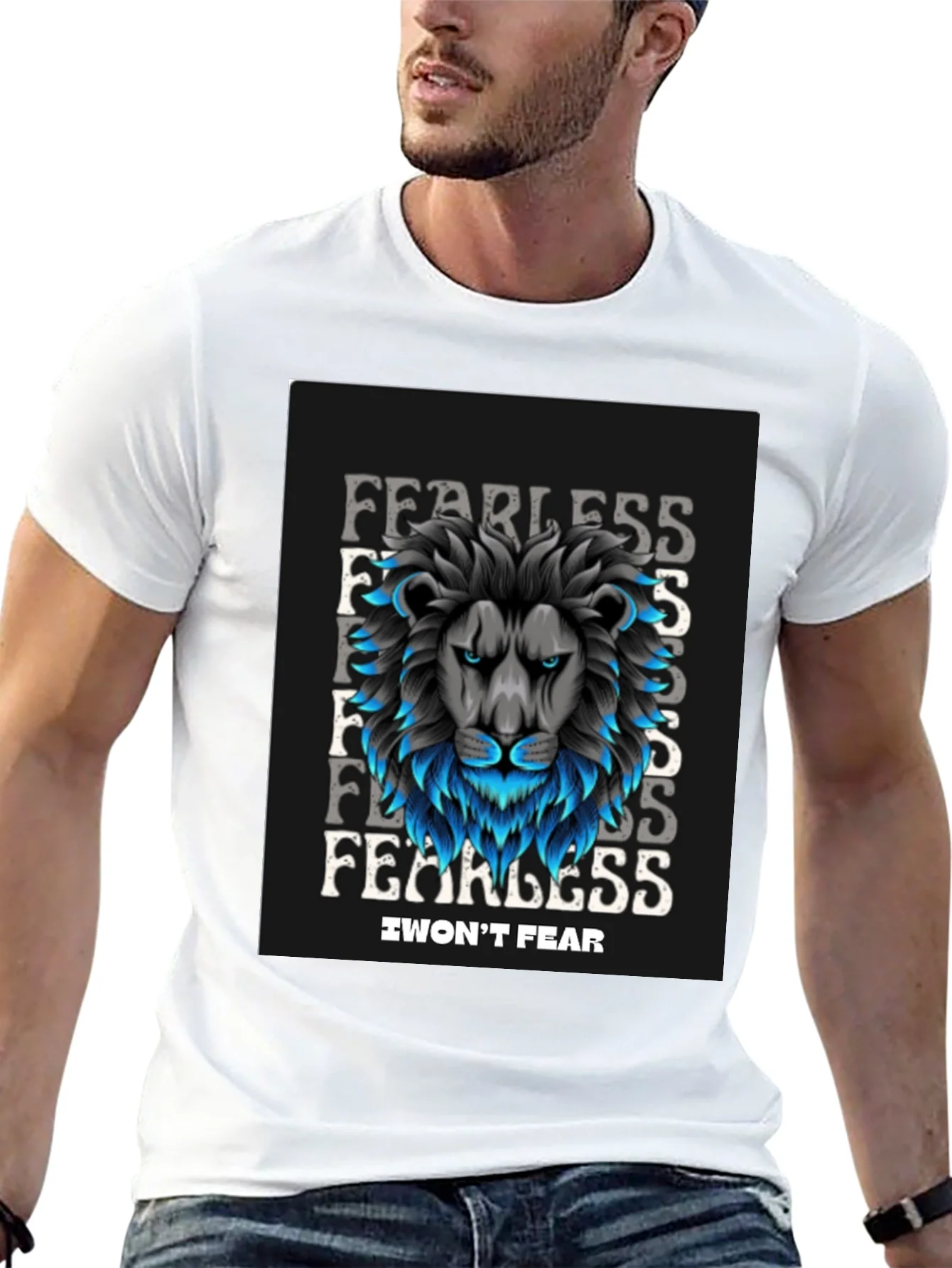 Fearless Lion Graphic Black T-Shirt - I Wont Fear