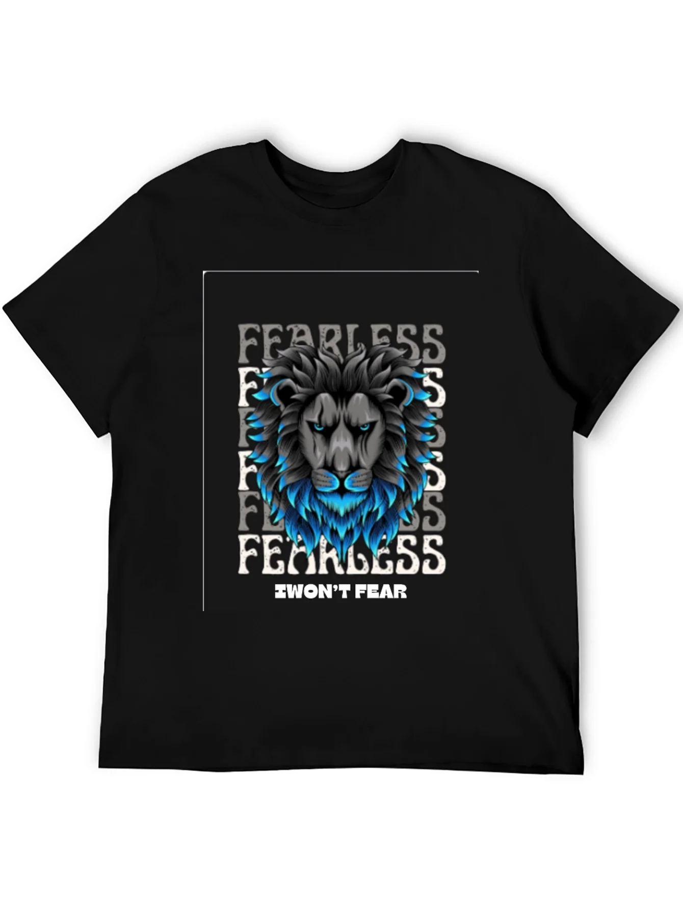 Fearless Lion Graphic Black T-Shirt - I Wont Fear