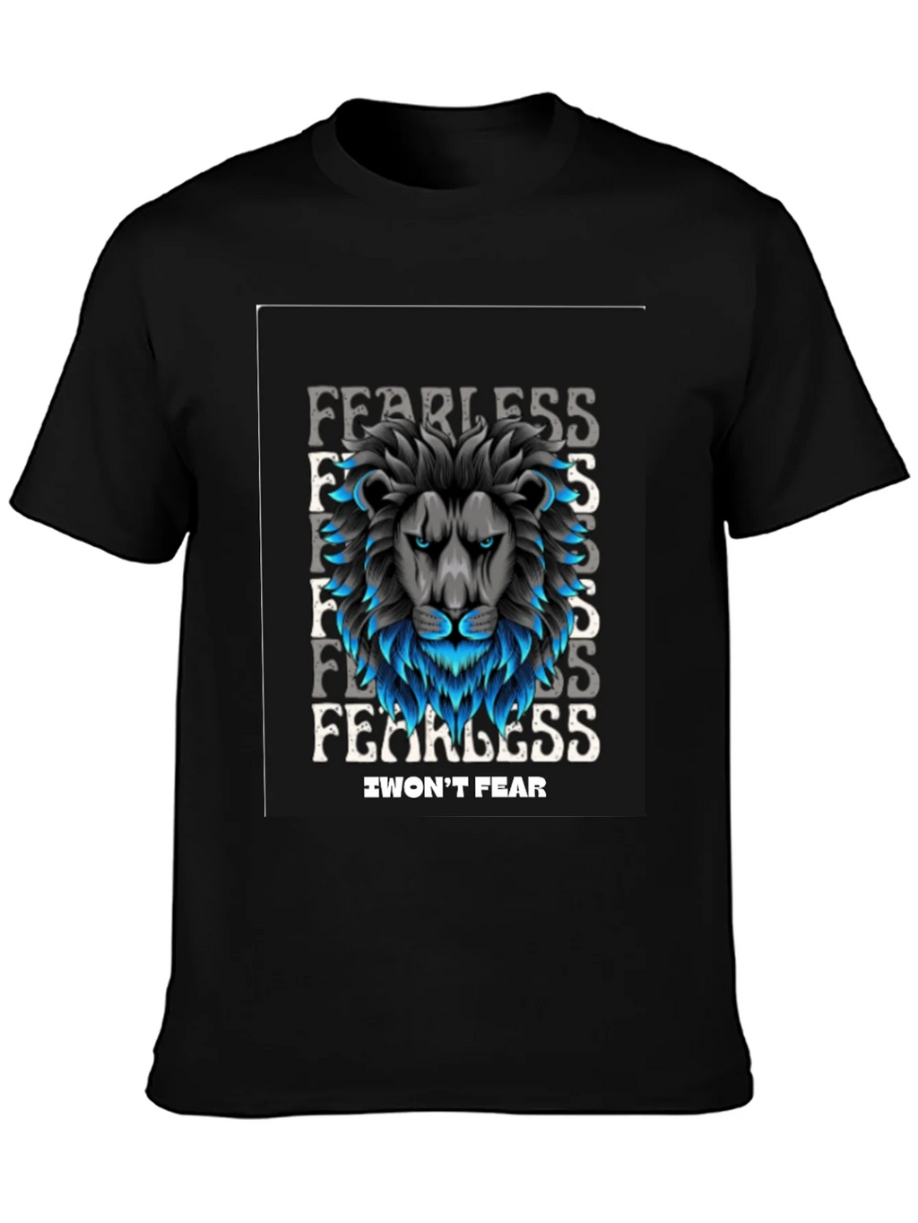 Fearless Lion Graphic Black T-Shirt - I Wont Fear