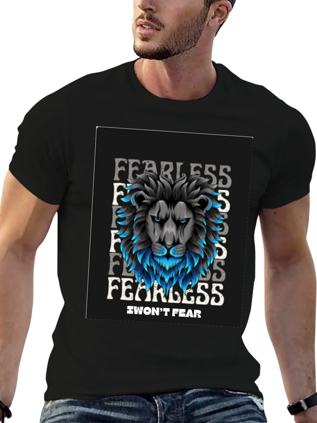 Fearless Lion Graphic Black T-Shirt - I Wont Fear